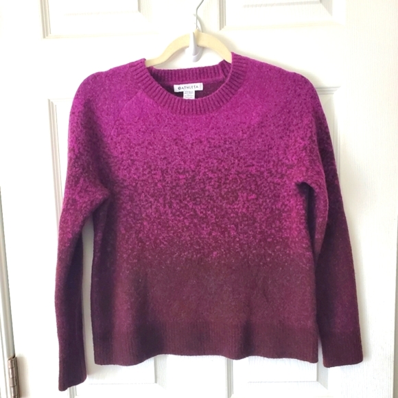 ATHLETA Hawthorne Textured Crew Neck Sweater Ombre Purple Sz XS wool blend - Picture 2 of 7